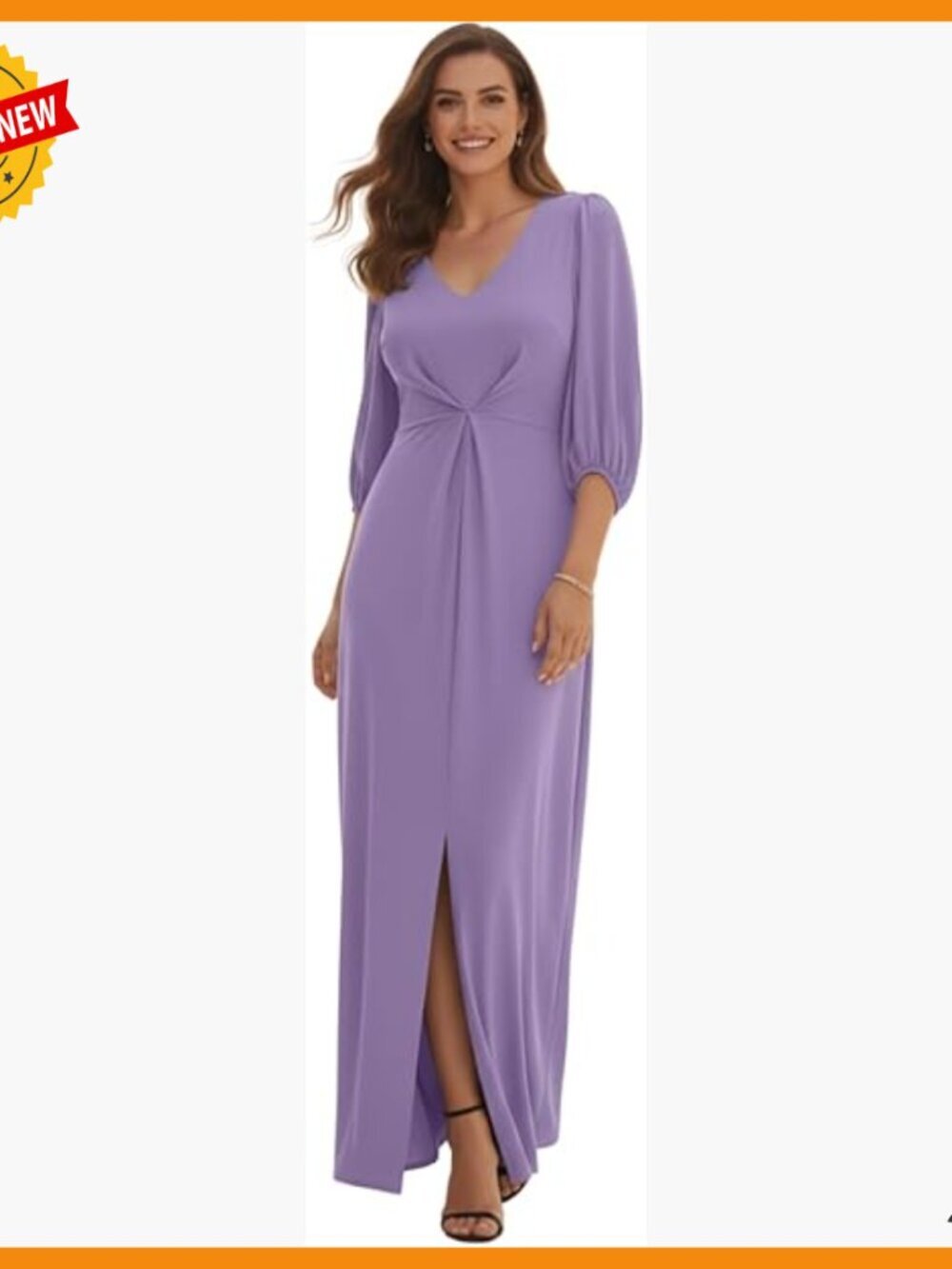 Long Pleated Bishop Sleeve V-Neck Maxi Dress Modest Slit